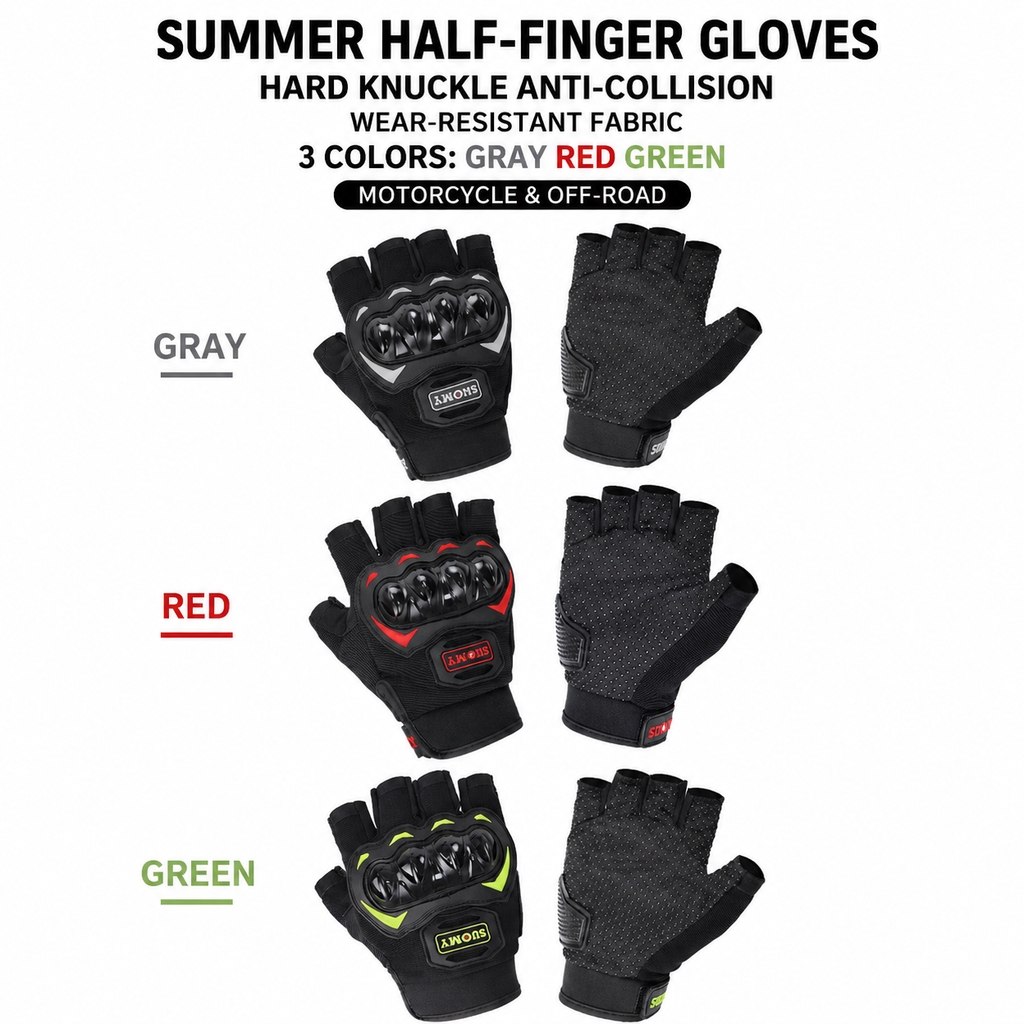 Motorcycle Glove Knuckle - Zomer motorhandschoenen met halve vingers, harde