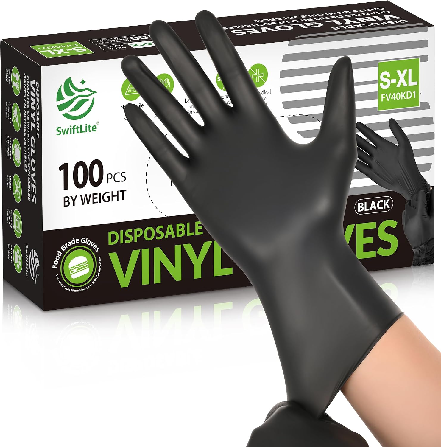 Latex Disposable Glove - Zwarte vinylhandschoenen, wegwerpbaar, geschikt voor voedsel,