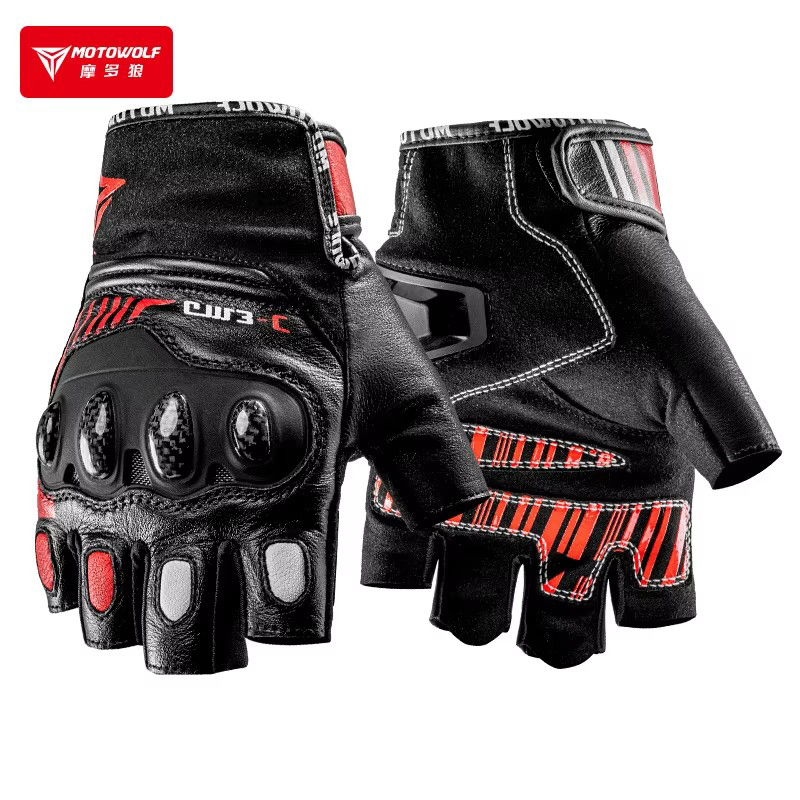 Motorcycle Glove Knuckle - Halfvinger motorhandschoenen Harde knokkels Leer Fietsen